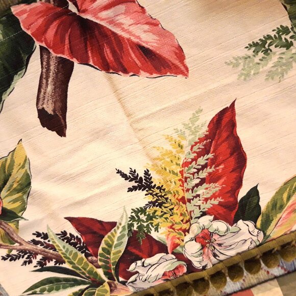 Tropical Barkcloth & Moire Vtg/Retro Homemade Curtains w Valance Single Window - Picture 13 of 15